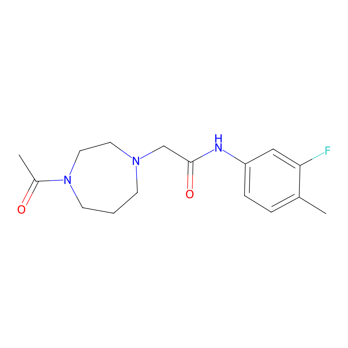 2-(4-acetyl-1,4-diazepan-1-yl)-N-(3-fluoro-4-methylphenyl)acetamide molecular structure, CAS 2182738-71-0