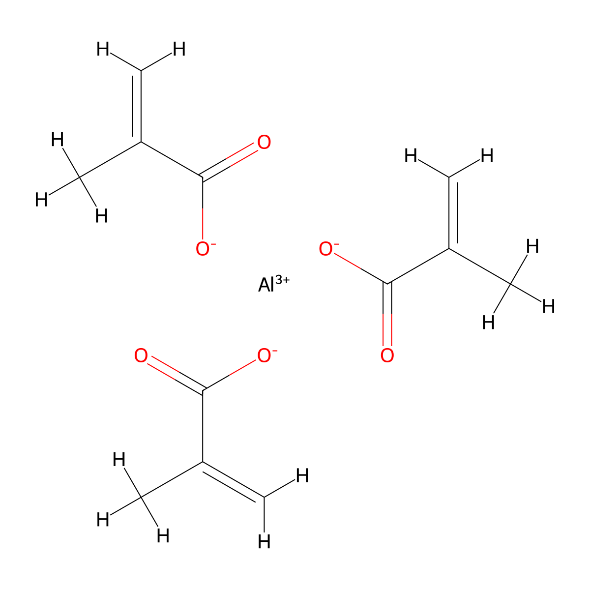 2-Propenoic acid, 2-methyl-, aluminum salt (3:1) molecular structure, CAS 21828-44-4