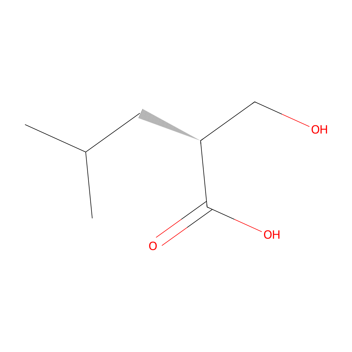 (R)-2-Hydroxymethyl-4-methylpentanoic acid molecular structure, CAS 218285-52-0