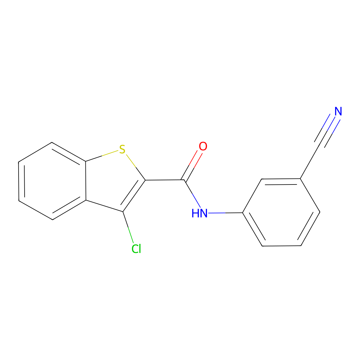 3-chloro-N-(3-cyanophenyl)-1-benzothiophene-2-carboxamide molecular structure, CAS 218288-46-1
