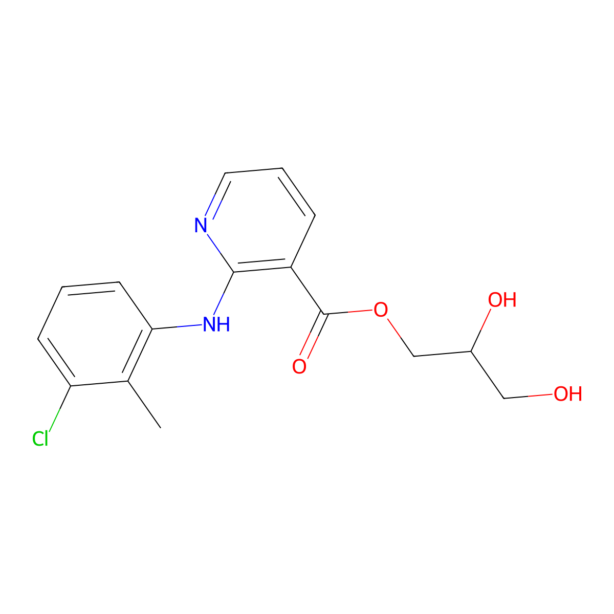 Clonixeril molecular structure, CAS 21829-22-1