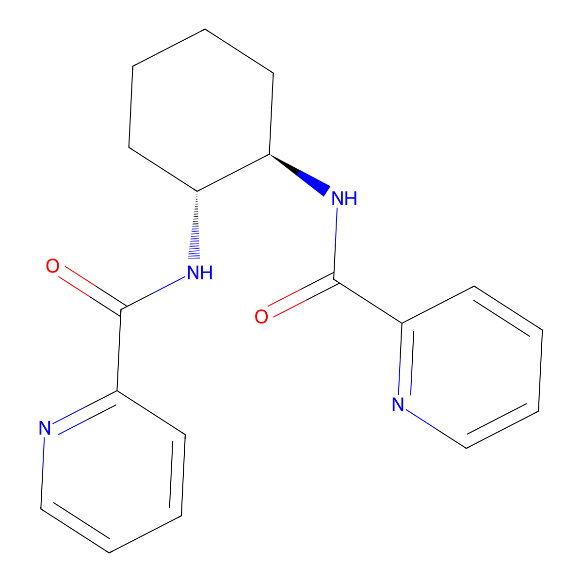 N,N'-(trans-Cyclohexane-1,2-diyl)dipicolinamide , (R,R)-DACH-Pyridyl Trost Ligand molecular structure, CAS 218290-24-5