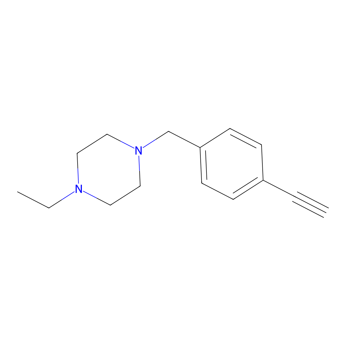 1-Ethyl-4-(4-ethynylbenzyl)piperazine molecular structure, CAS 2182961-72-2