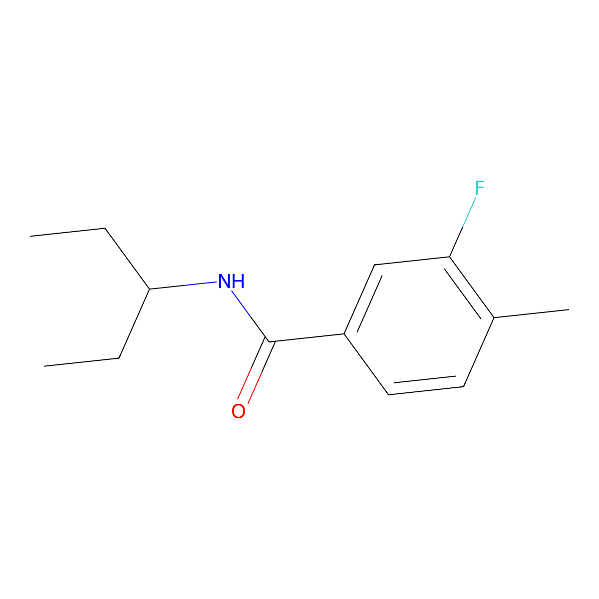 N-(1-Ethylpropyl)-3-fluoro-4-methylbenzamide molecular structure, CAS 2182992-57-8