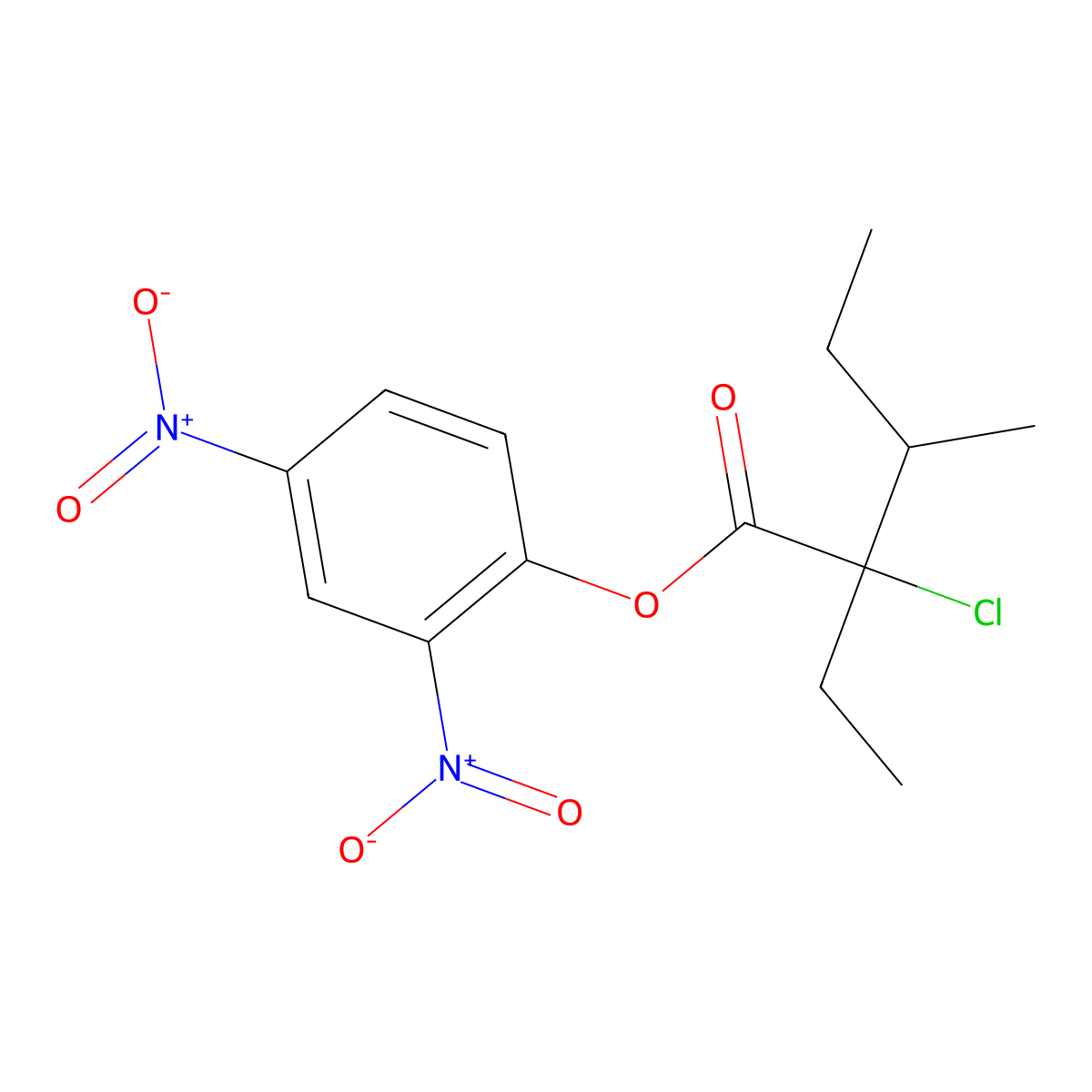 2,4-Dinitrophenyl 2-chloro-2-ethyl-3-methylpentanoate molecular structure, CAS 2183-38-2