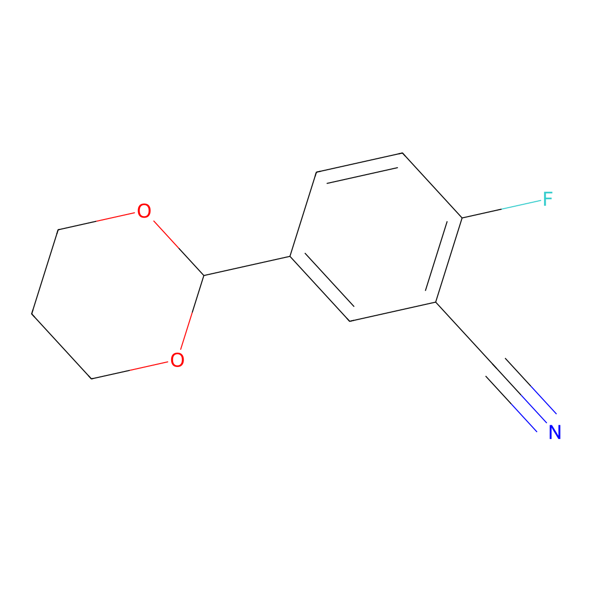 5-(1,3-Dioxan-2-yl)-2-fluorobenzonitrile molecular structure, CAS 218301-23-6