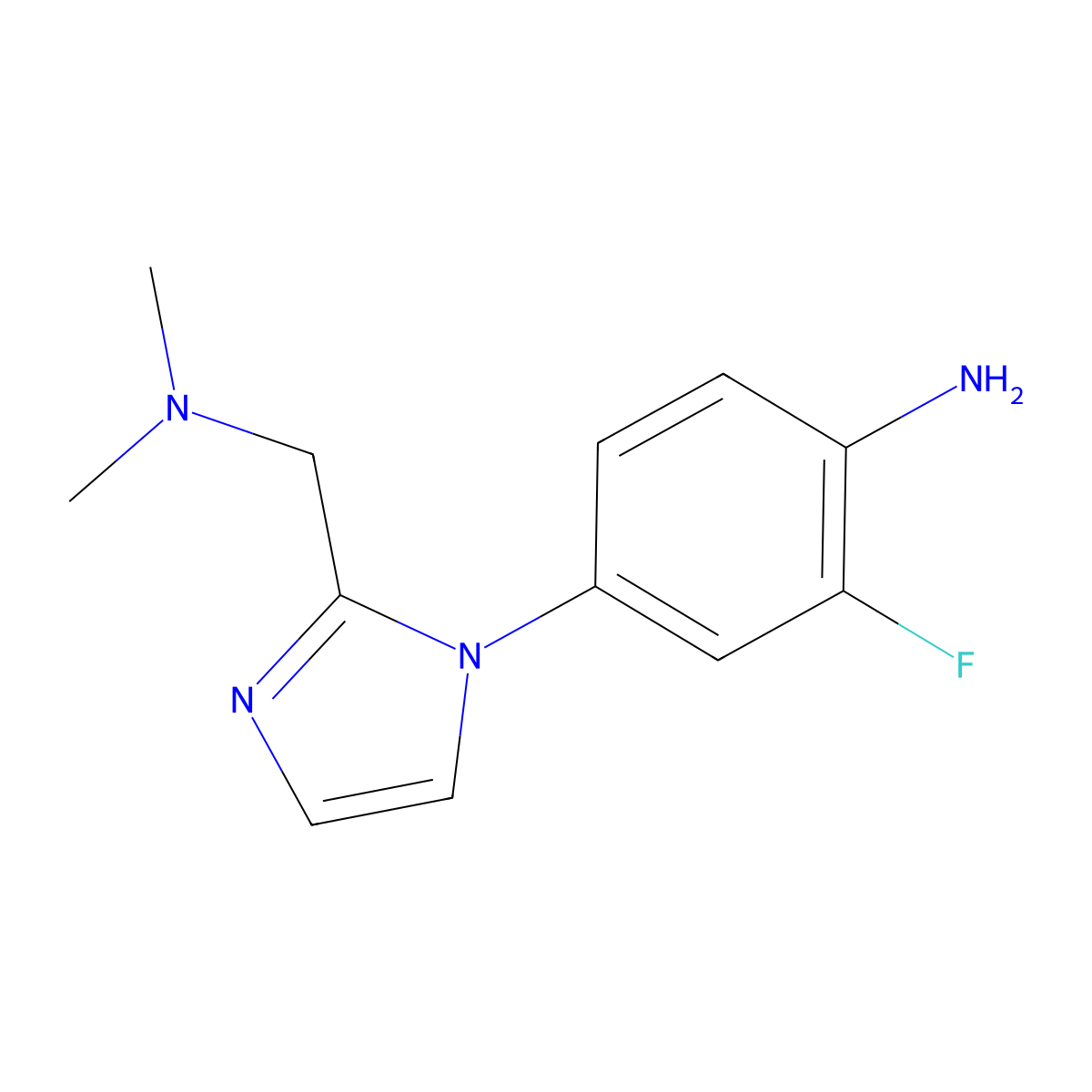 4-(2-Dimethylaminomethyl-imidazol-1-YL)-2-fluoro-phenylamine molecular structure, CAS 218301-68-9