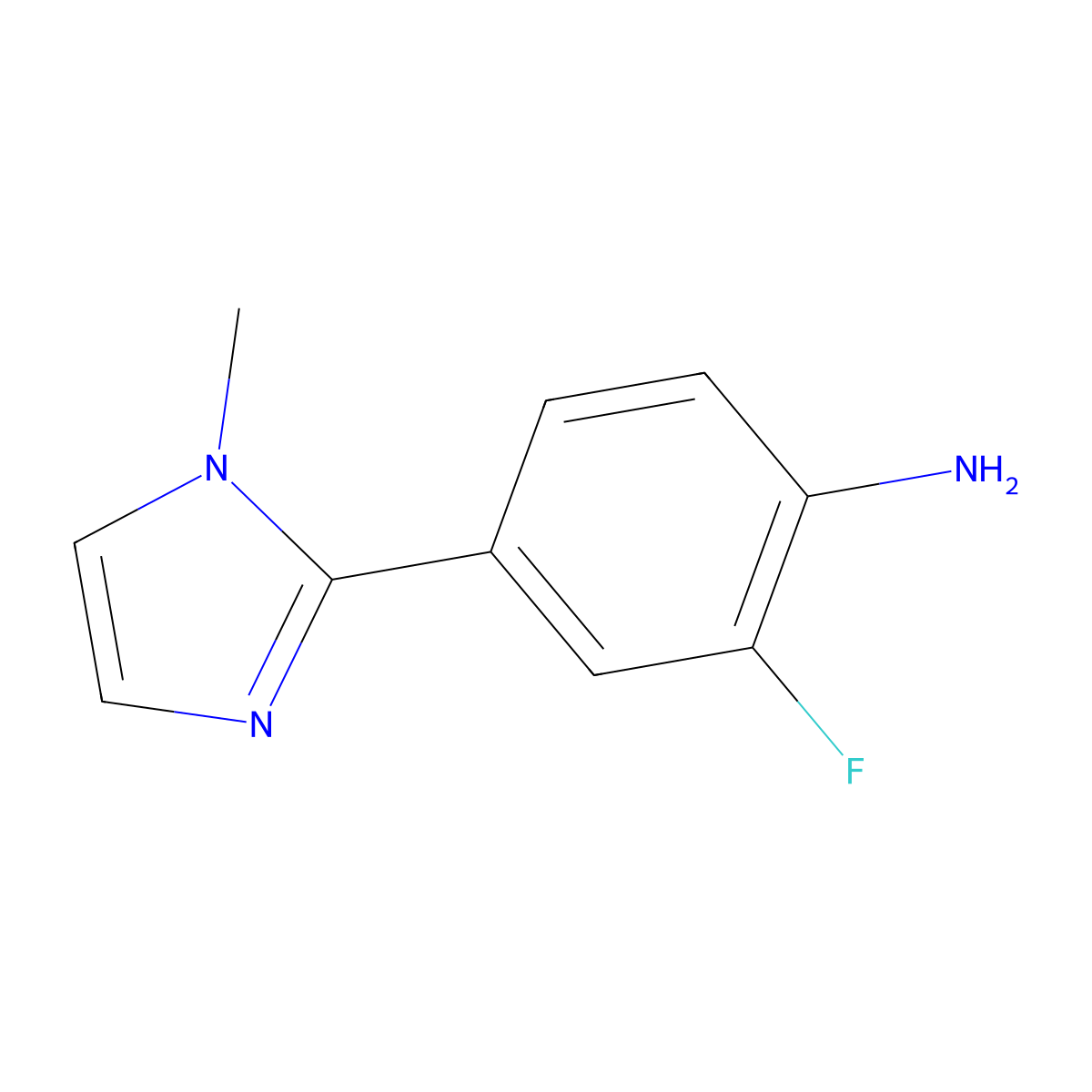 2-Fluoro-4-(1-methylimidazol-2-yl)aniline molecular structure, CAS 218301-90-7