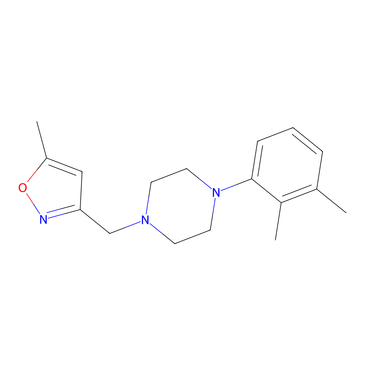 1-(2,3-Dimethylphenyl)-4-[(5-methyl-1,2-oxazol-3-yl)methyl]piperazine molecular structure, CAS 2183010-25-3