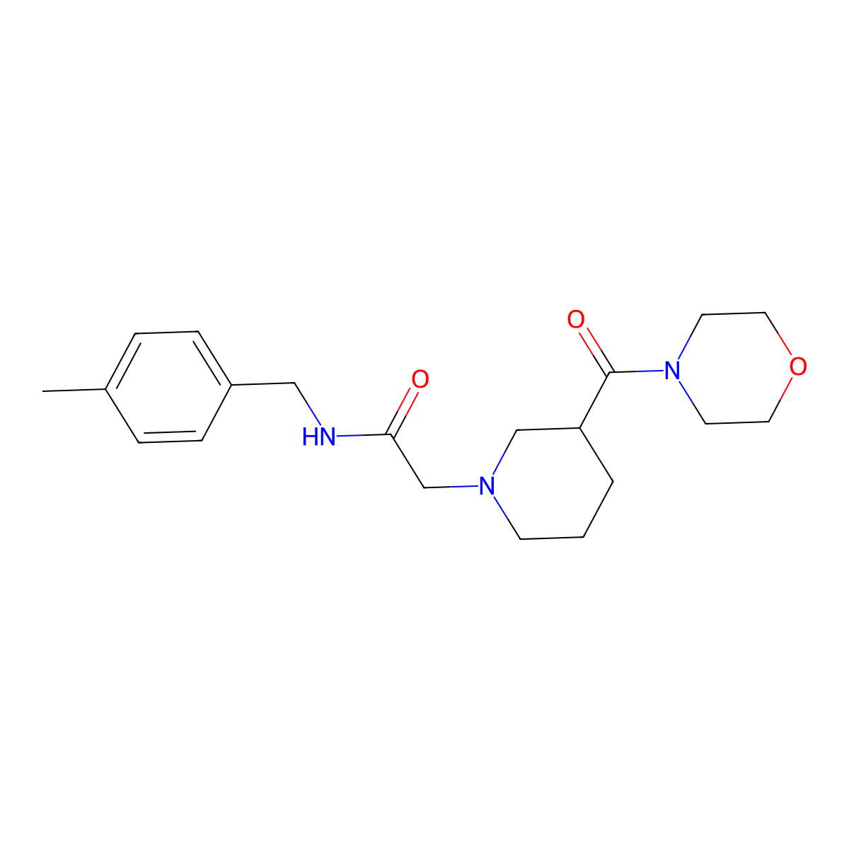 N-[(4-methylphenyl)methyl]-2-[3-(morpholine-4-carbonyl)piperidin-1-yl]acetamide molecular structure, CAS 2183093-59-4