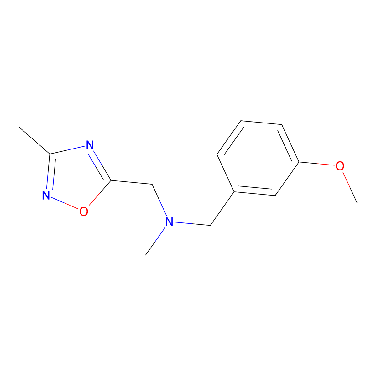 1-(3-methoxyphenyl)-N-methyl-N-[(3-methyl-1,2,4-oxadiazol-5-yl)methyl]methanamine molecular structure, CAS 2183221-33-0