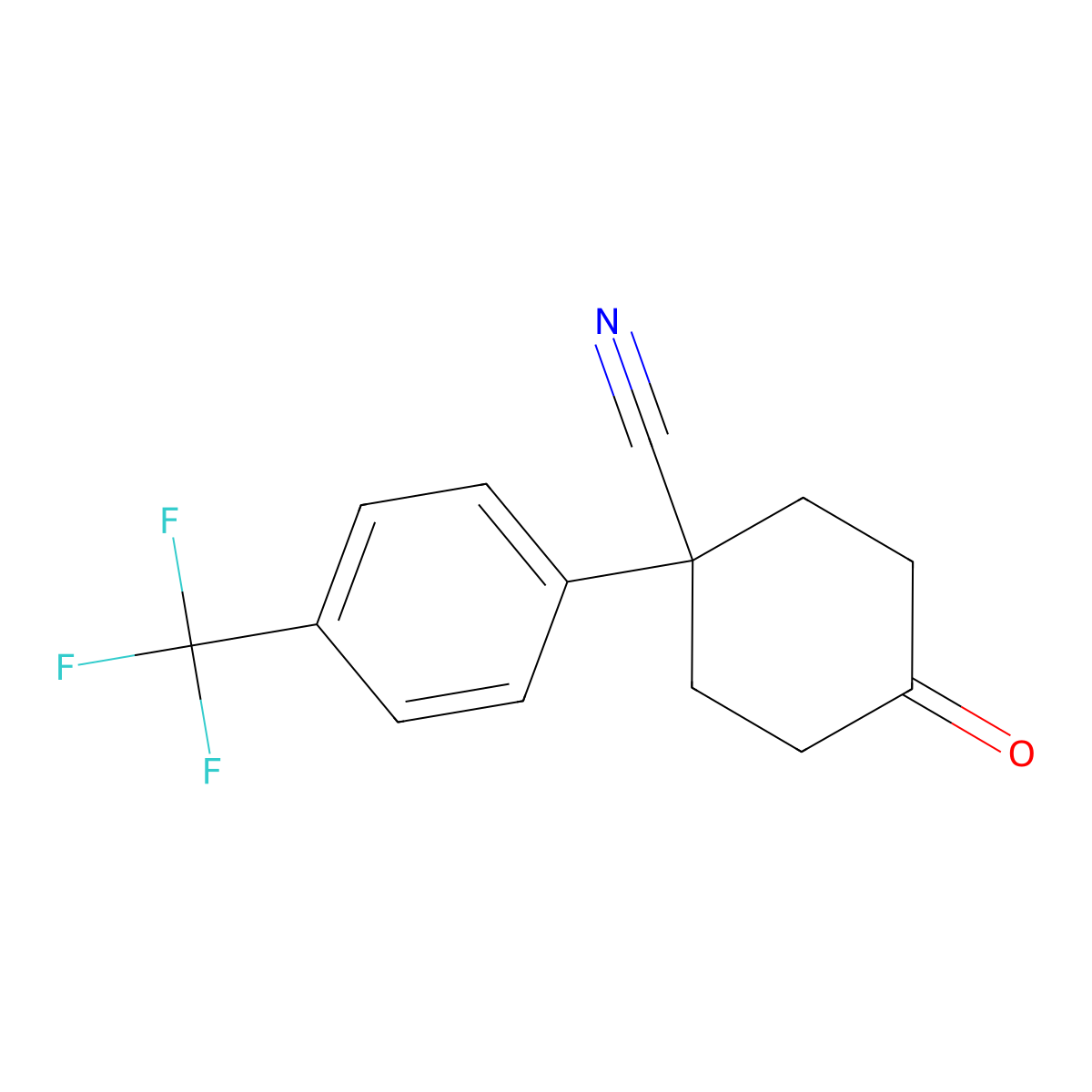 4-Oxo-1-(4-(trifluoromethyl)phenyl)cyclohexanecarbonitrile molecular structure, CAS 2183255-40-3