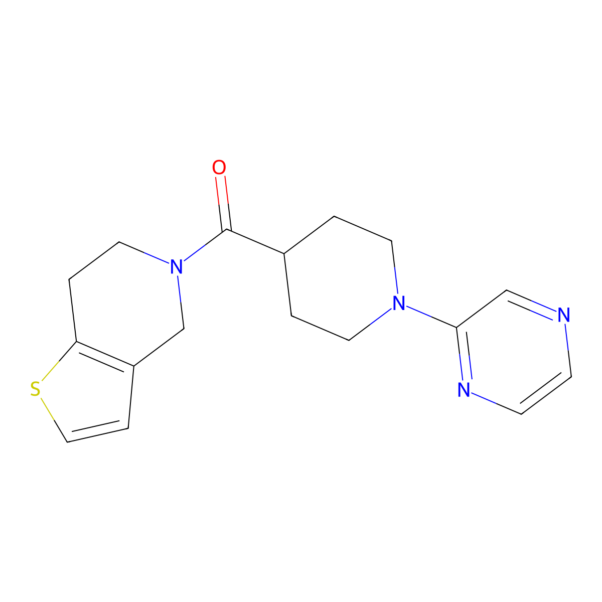2-(4-{4H,5H,6H,7H-thieno[3,2-c]pyridine-5-carbonyl}piperidin-1-yl)pyrazine molecular structure, CAS 2183280-73-9