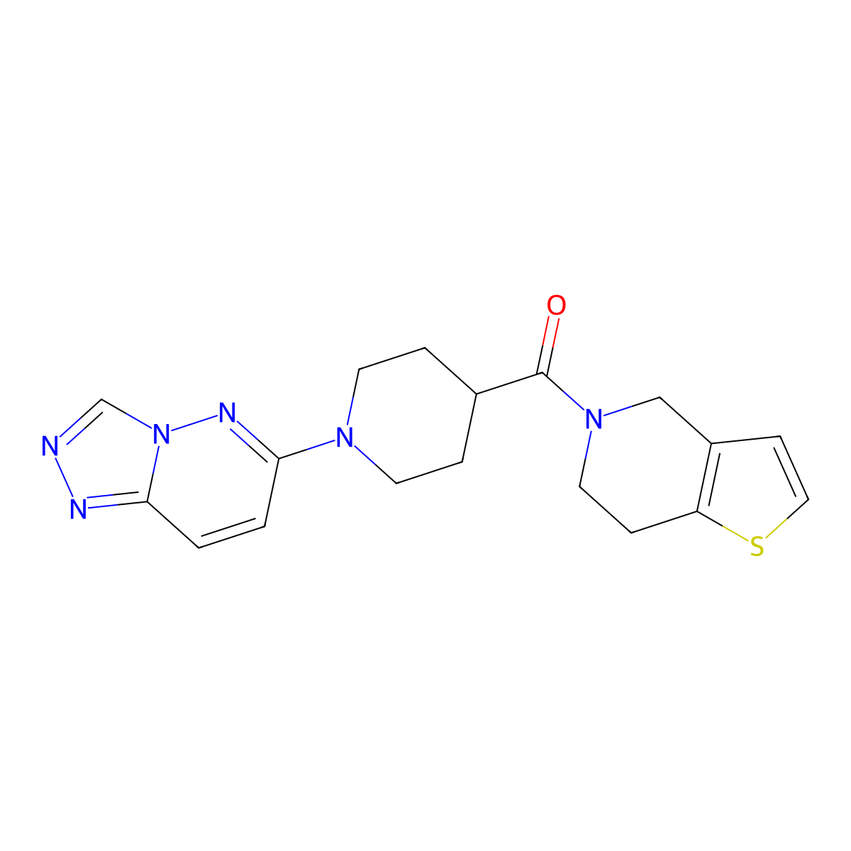 4-{4H,5H,6H,7H-thieno[3,2-c]pyridine-5-carbonyl}-1-{[1,2,4]triazolo[4,3-b]pyridazin-6-yl}piperidine molecular structure, CAS 2183299-43-4