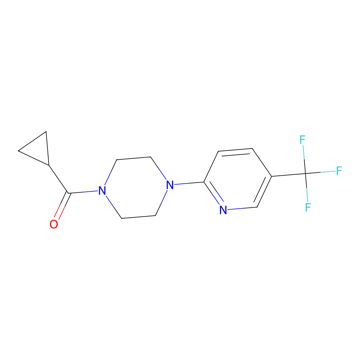 1-Cyclopropanecarbonyl-4-[5-(trifluoromethyl)pyridin-2-yl]piperazine molecular structure, CAS 2183371-93-7