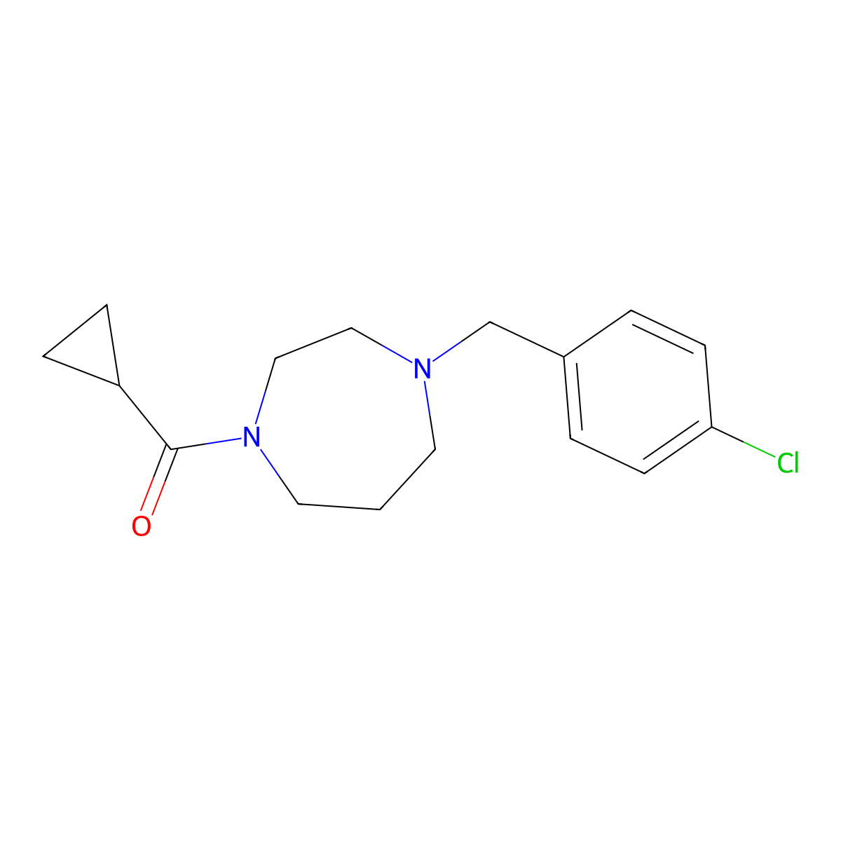 1-[(4-Chlorophenyl)methyl]-4-cyclopropanecarbonyl-1,4-diazepane molecular structure, CAS 2183372-01-0
