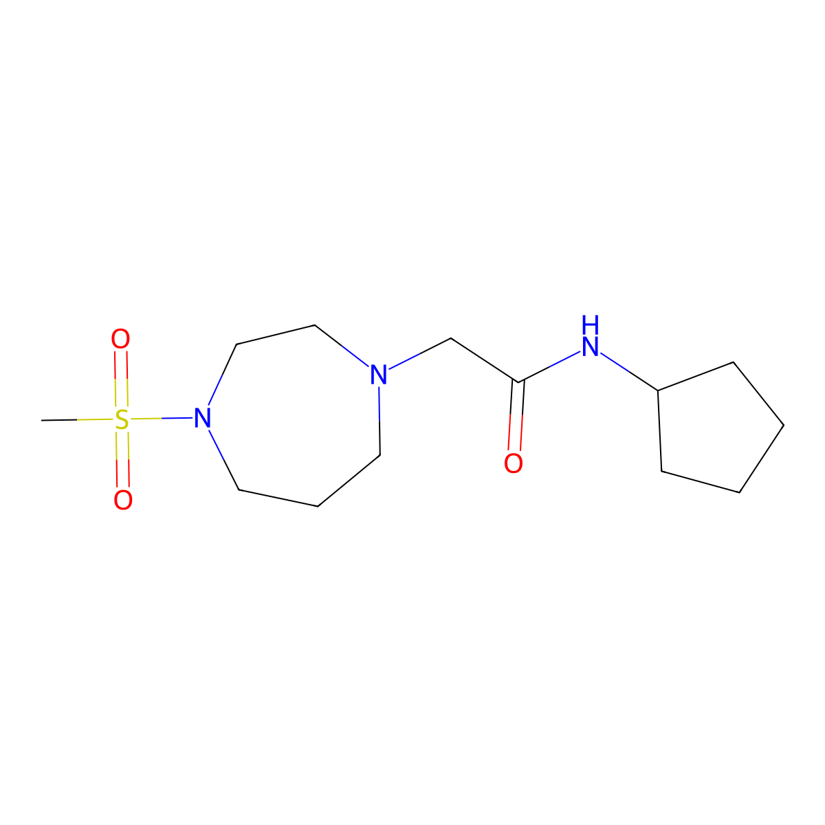 N-cyclopentyl-2-(4-methanesulfonyl-1,4-diazepan-1-yl)acetamide molecular structure, CAS 2183408-05-9