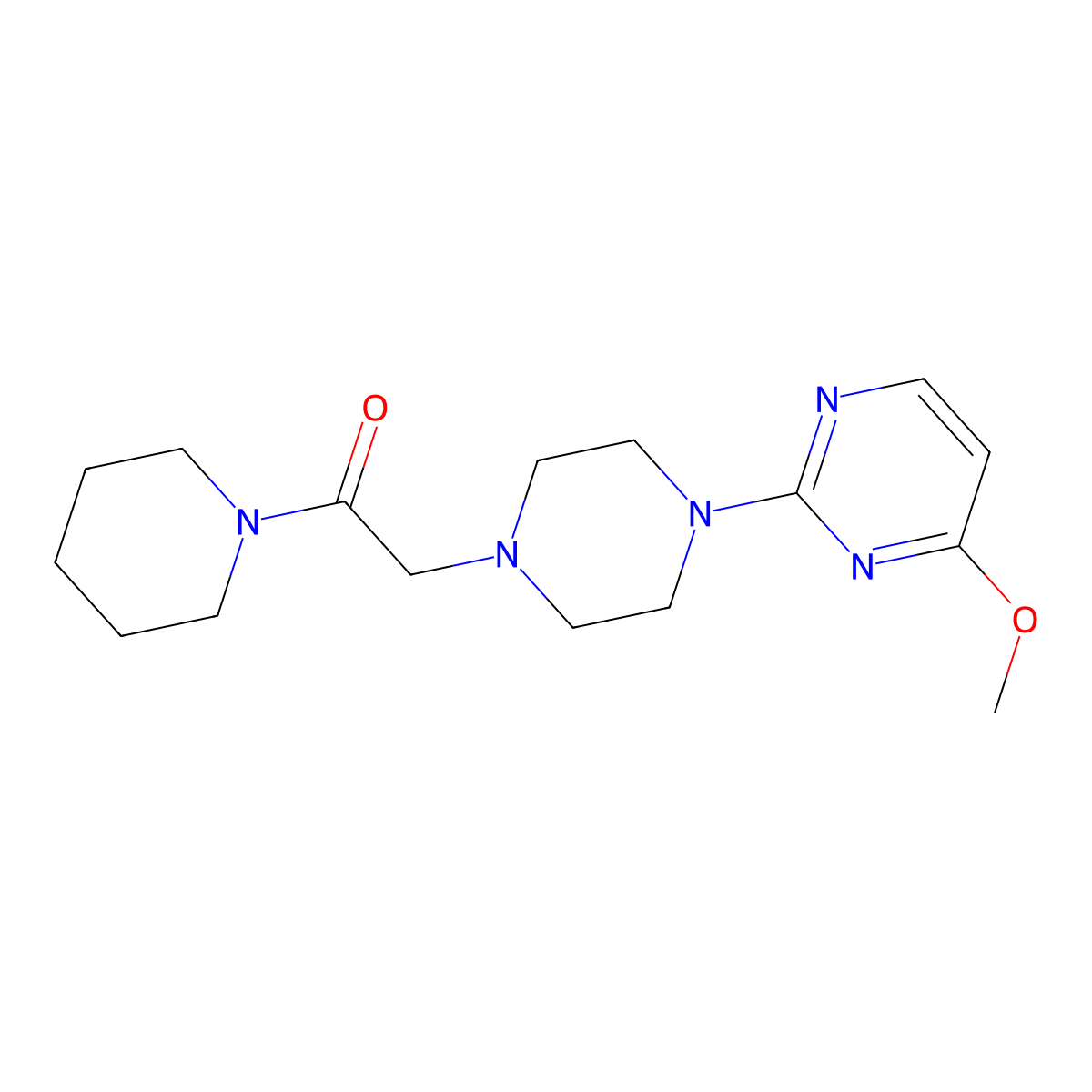 2-[4-(4-Methoxypyrimidin-2-yl)piperazin-1-yl]-1-(piperidin-1-yl)ethan-1-one molecular structure, CAS 2183423-65-4