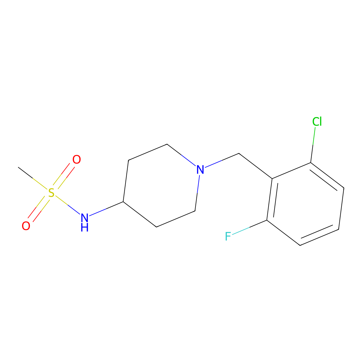 N-{1-[(2-chloro-6-fluorophenyl)methyl]piperidin-4-yl}methanesulfonamide molecular structure, CAS 2183437-82-1