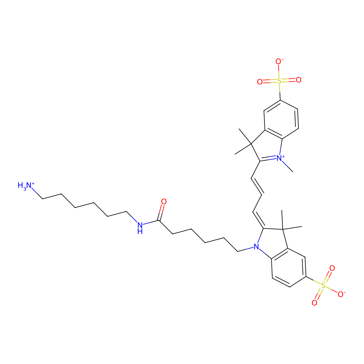 Sulfo-Cyanine3 amine molecular structure, CAS 2183440-43-7