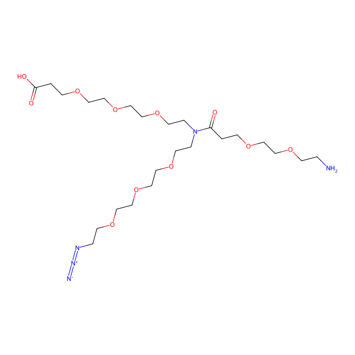 N-(Azido-PEG3)-N-(PEG2-amine)-PEG3-acid molecular structure, CAS 2183440-70-0