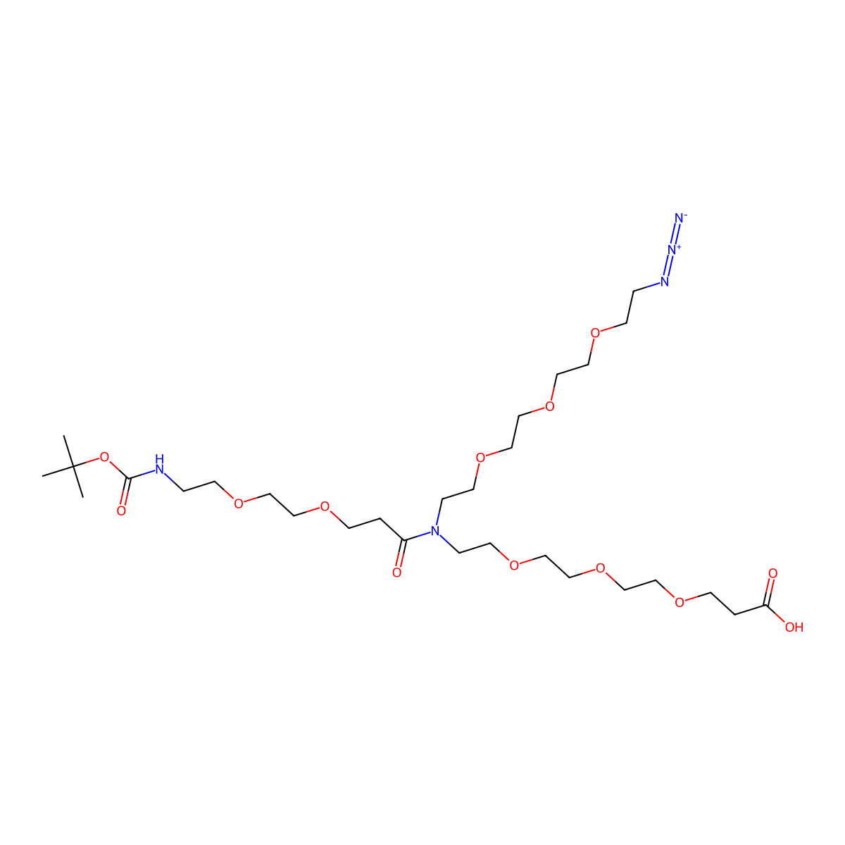 N-(Azido-PEG3)-N-(PEG2-NH-Boc)-PEG3-acid molecular structure, CAS 2183440-74-4