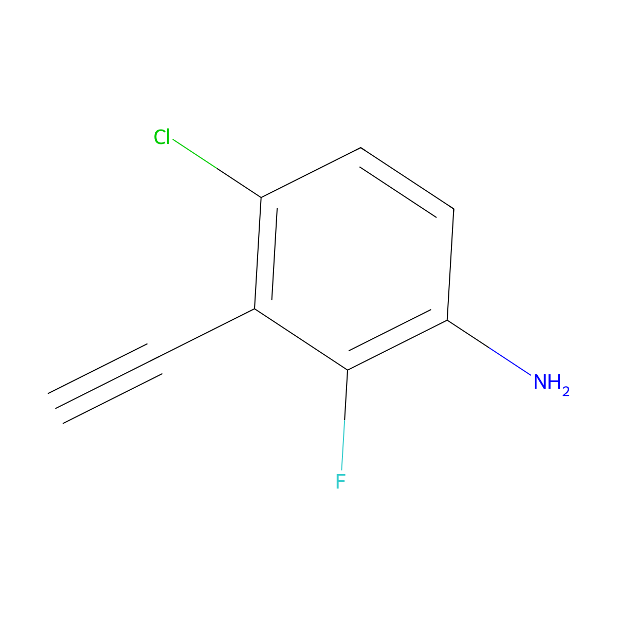 4-Chloro-3-ethynyl-2-fluoro-aniline molecular structure, CAS 2183474-53-3