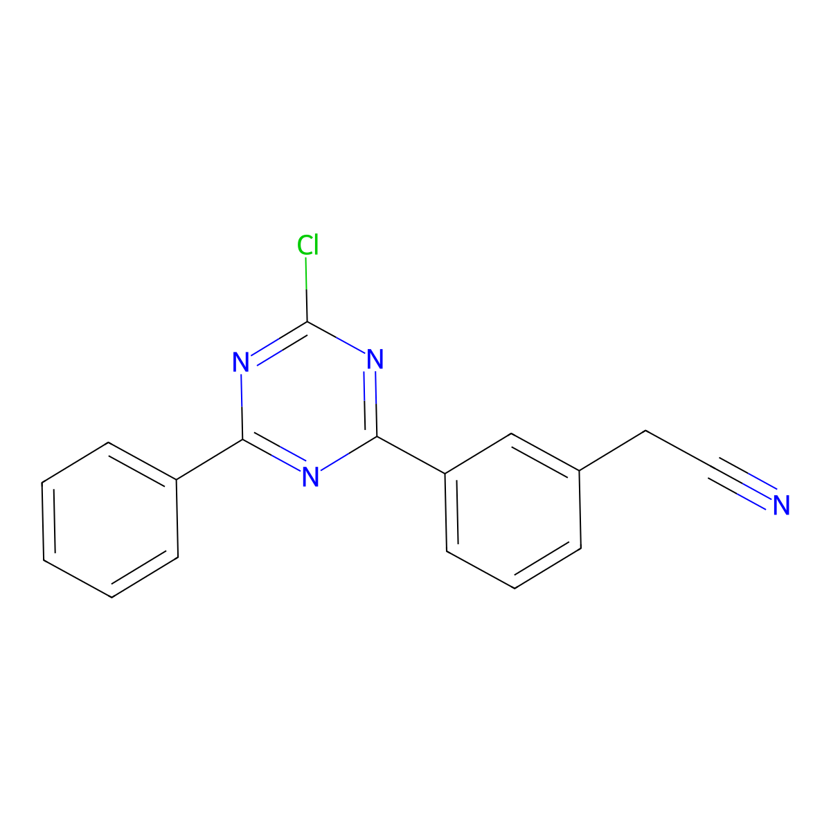 3-(4-Chloro-6-phenyl-1,3,5-triazin-2-yl)phenylacetonitrile molecular structure, CAS 2183537-75-7
