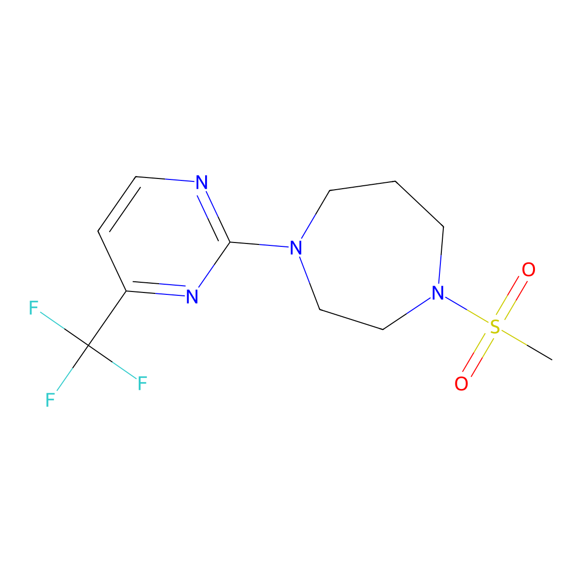 1-Methanesulfonyl-4-[4-(trifluoromethyl)pyrimidin-2-yl]-1,4-diazepane molecular structure, CAS 2183618-47-3