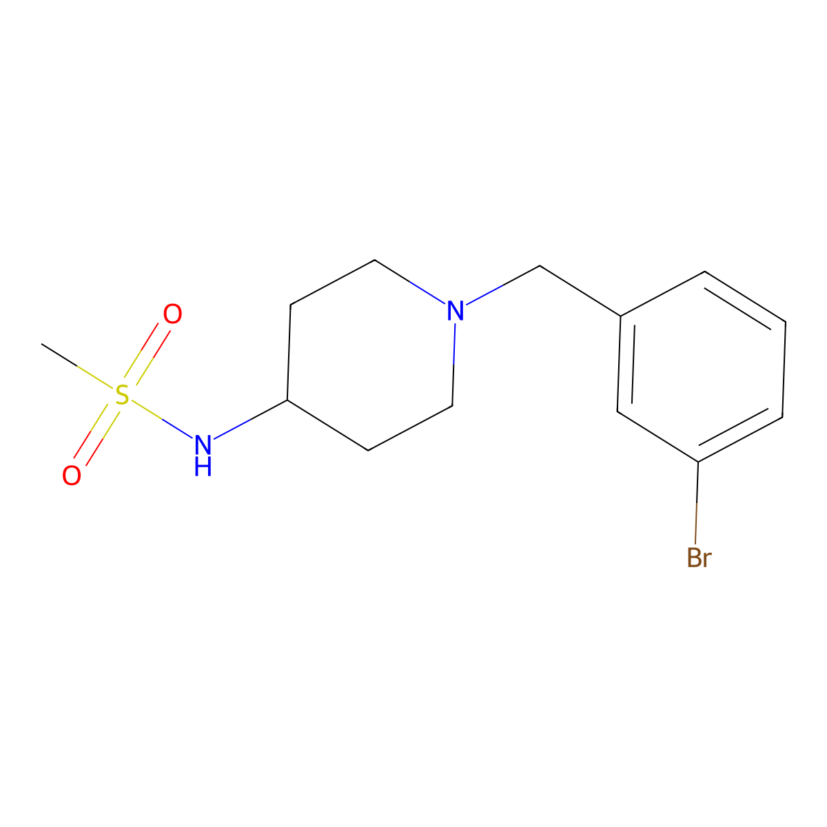 N-{1-[(3-bromophenyl)methyl]piperidin-4-yl}methanesulfonamide molecular structure, CAS 2183642-78-4