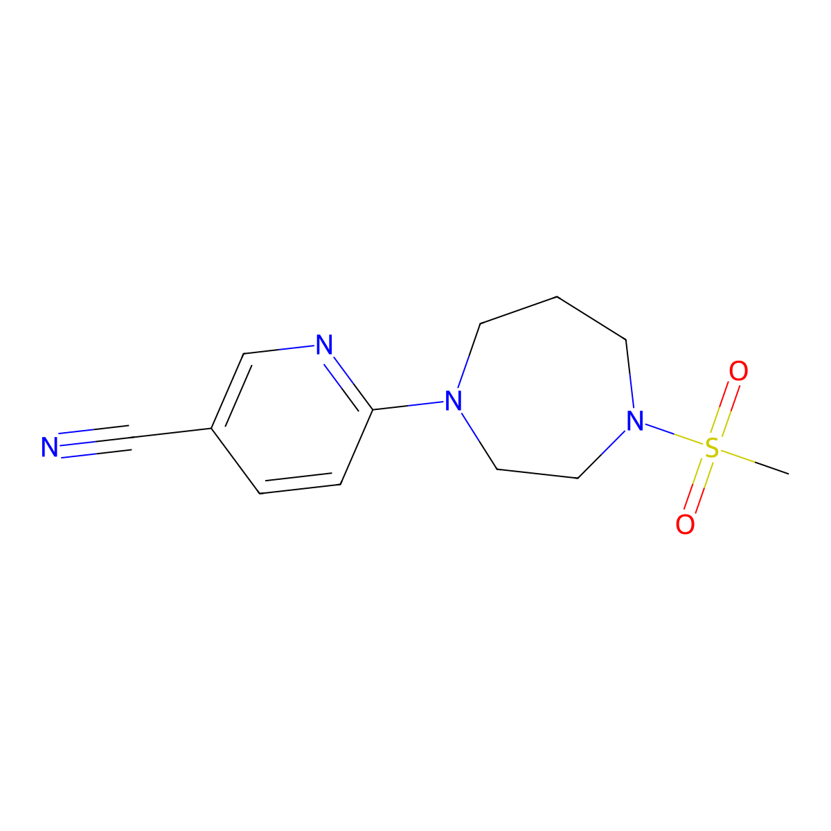 6-(4-Methanesulfonyl-1,4-diazepan-1-yl)pyridine-3-carbonitrile molecular structure, CAS 2183659-95-0