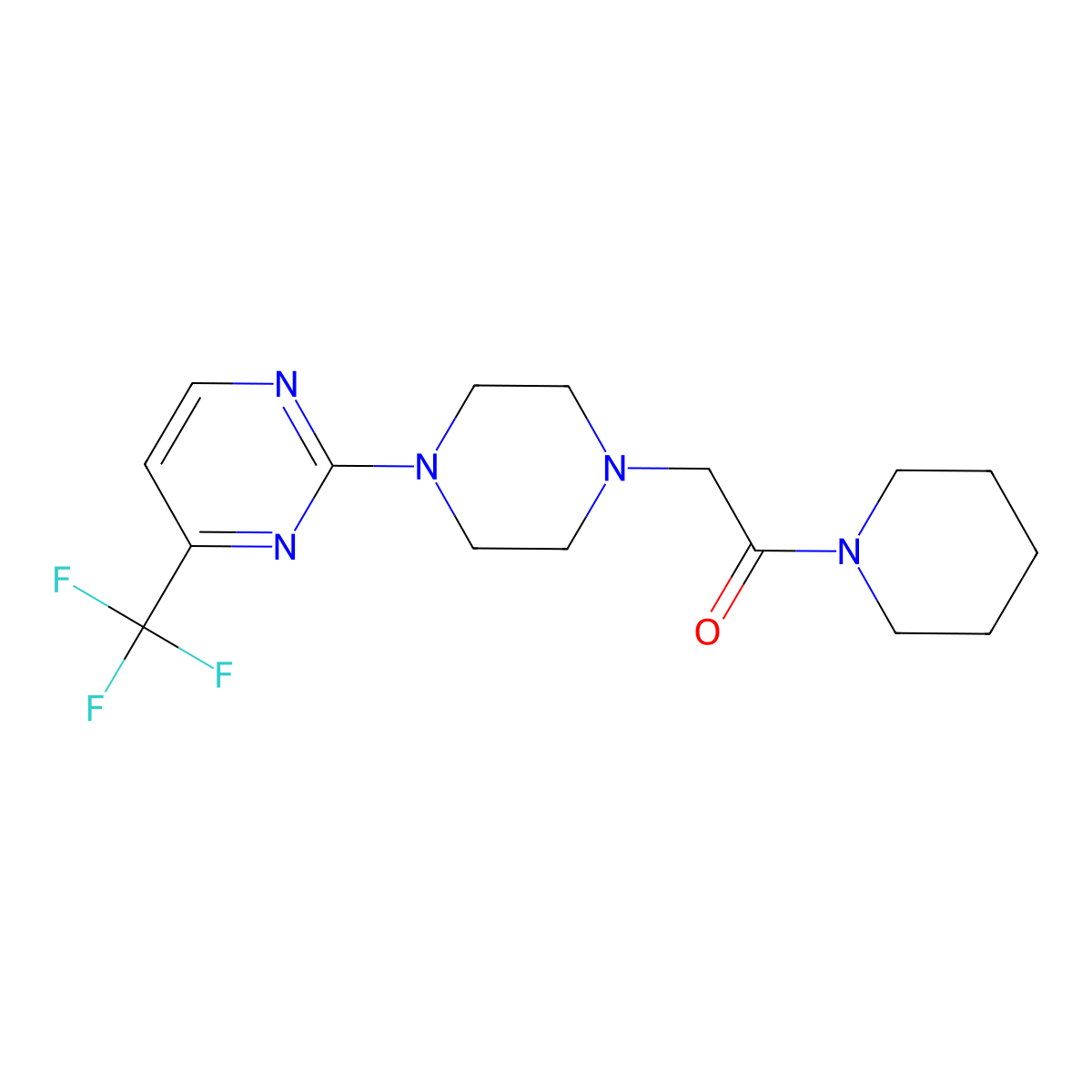 1-(Piperidin-1-yl)-2-{4-[4-(trifluoromethyl)pyrimidin-2-yl]piperazin-1-yl}ethan-1-one molecular structure, CAS 2183662-11-3