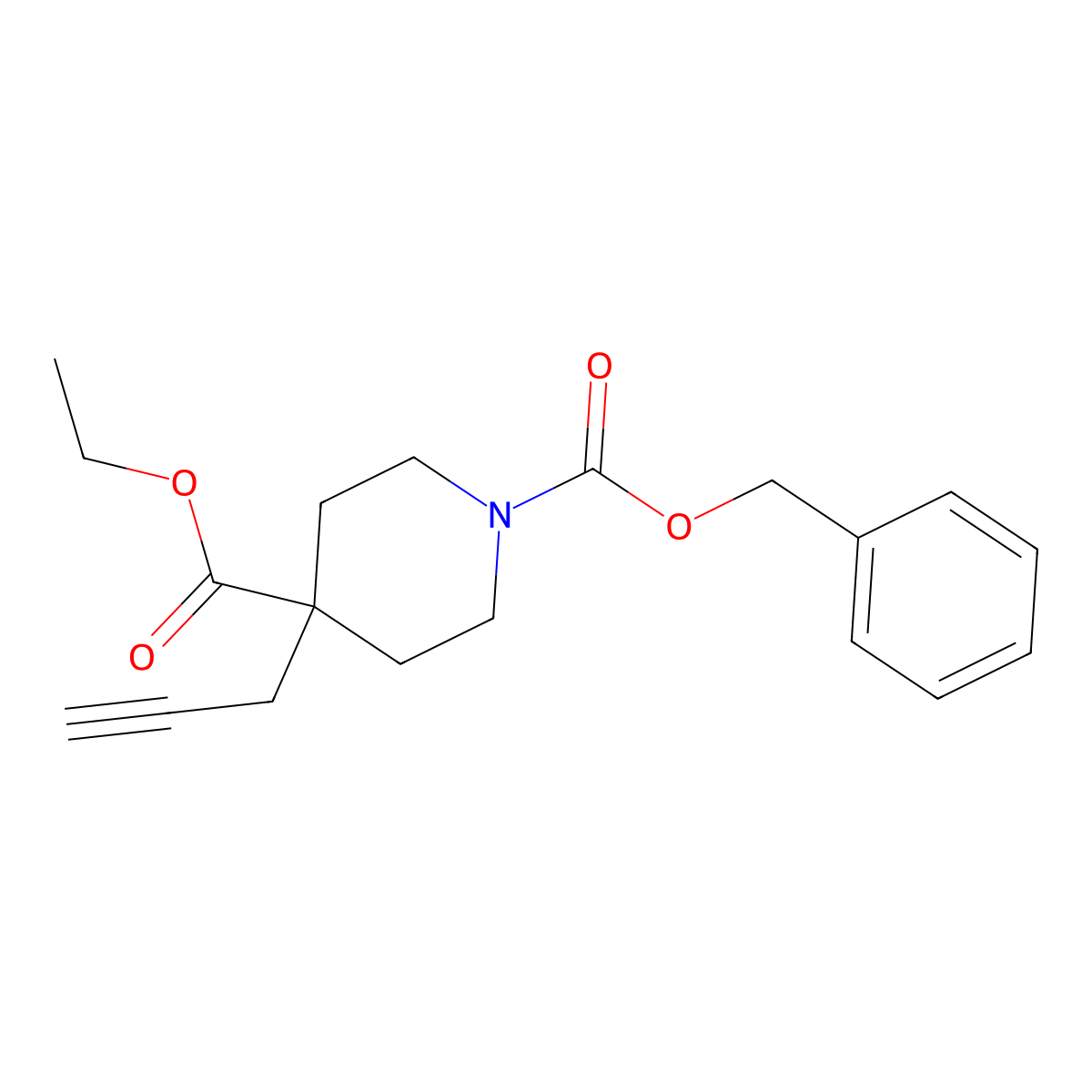 1-Benzyl 4-ethyl 4-(prop-2-yn-1-yl)piperidine-1,4-dicarboxylate molecular structure, CAS 21837-07-0