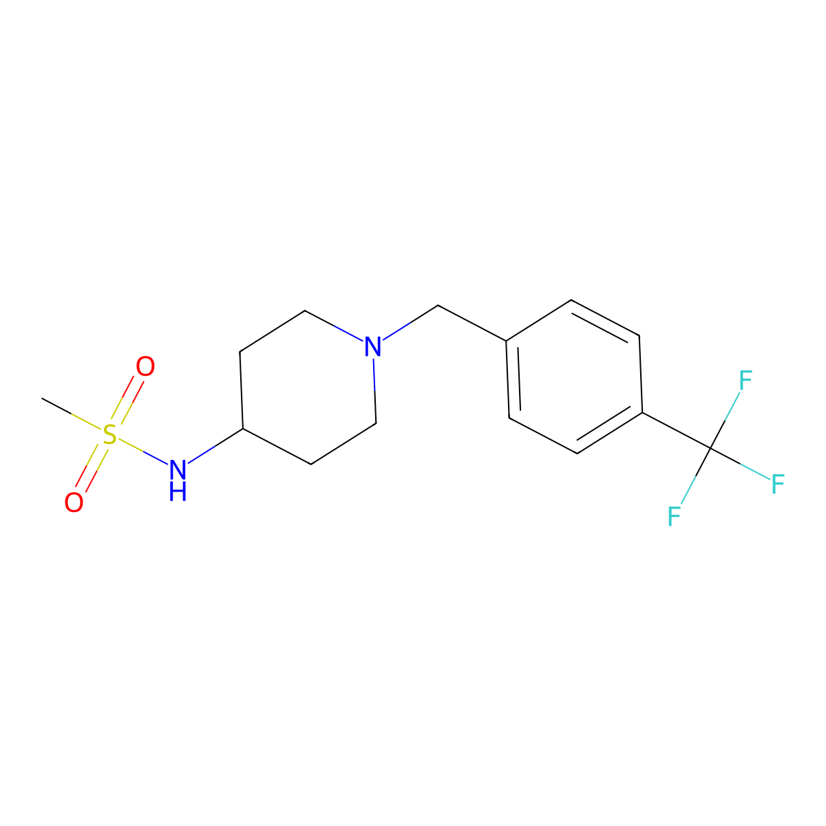 N-(1-{[4-(trifluoromethyl)phenyl]methyl}piperidin-4-yl)methanesulfonamide molecular structure, CAS 2183785-86-4