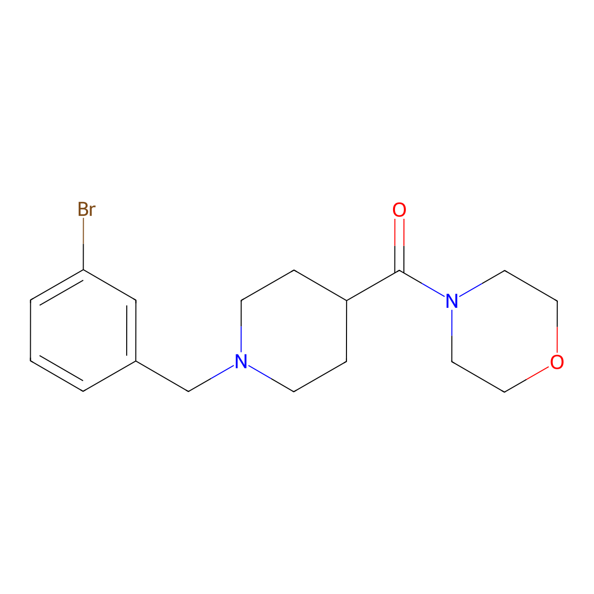 4-{1-[(3-Bromophenyl)methyl]piperidine-4-carbonyl}morpholine molecular structure, CAS 2183807-61-4
