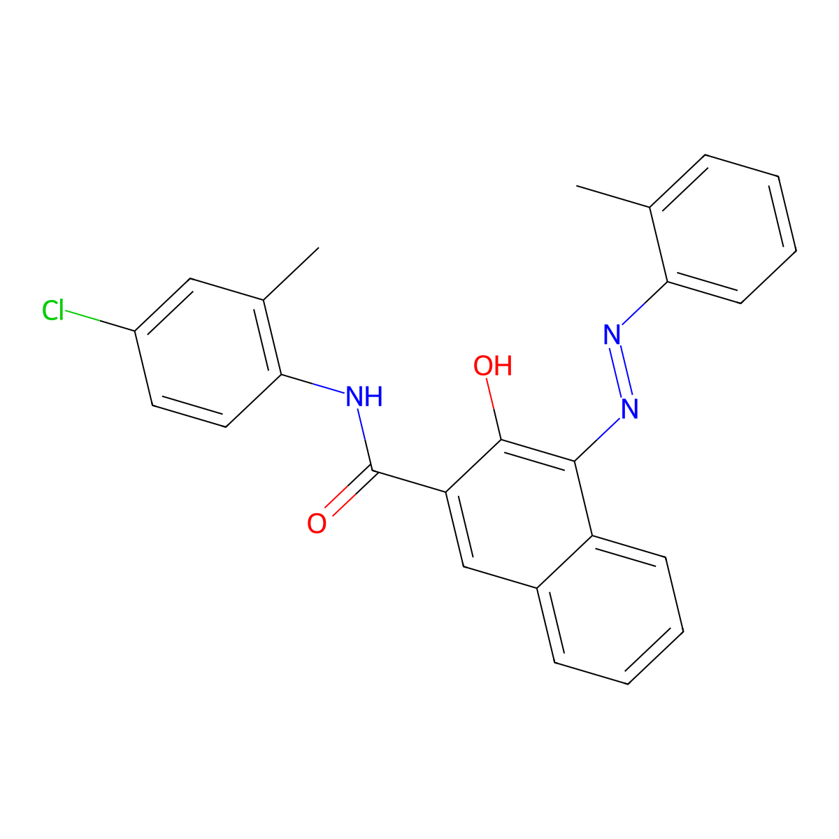 N-(4-Chloro-2-methylphenyl)-3-hydroxy-4-(2-(2-methylphenyl)diazenyl)-2-naphthalenecarboxamide molecular structure, CAS 21839-86-1