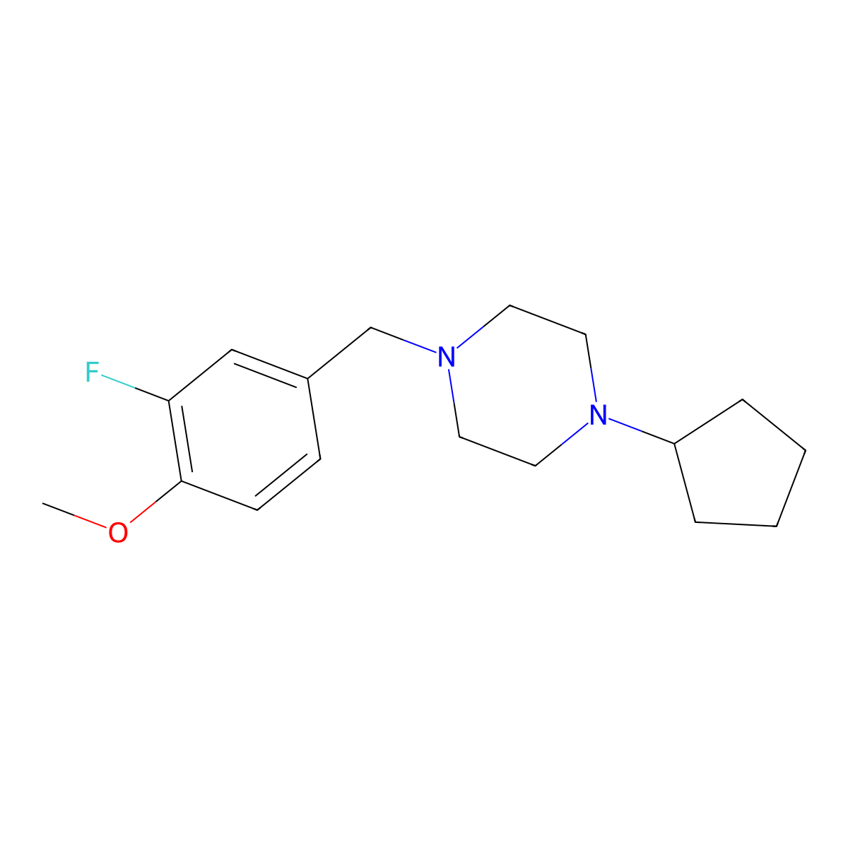 1-Cyclopentyl-4-[(3-fluoro-4-methoxyphenyl)methyl]piperazine molecular structure, CAS 2183939-41-3