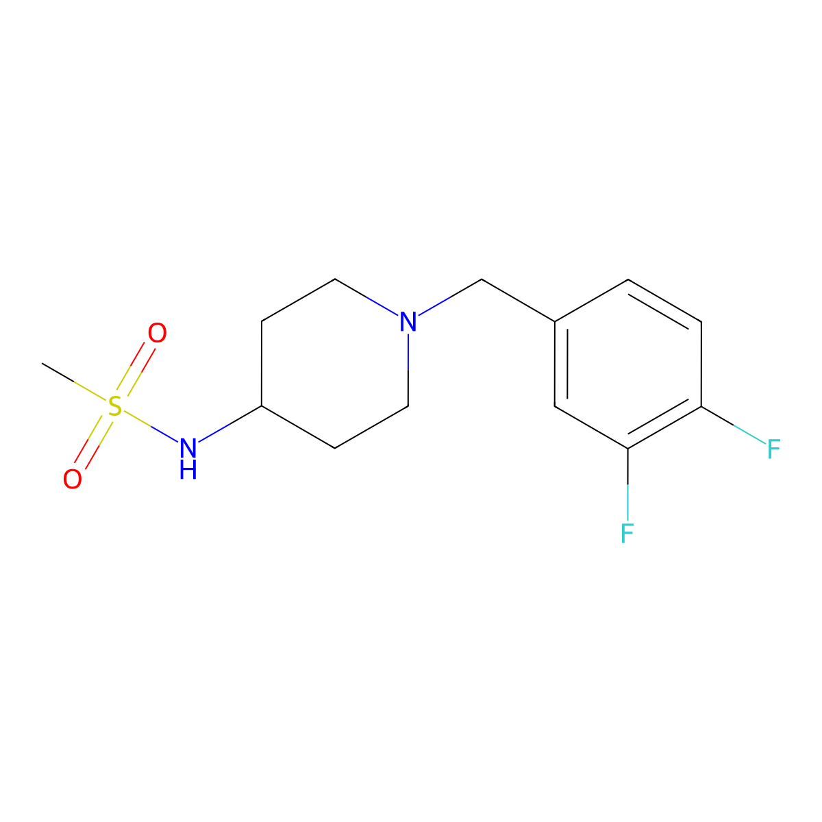N-{1-[(3,4-difluorophenyl)methyl]piperidin-4-yl}methanesulfonamide molecular structure, CAS 2183986-47-0