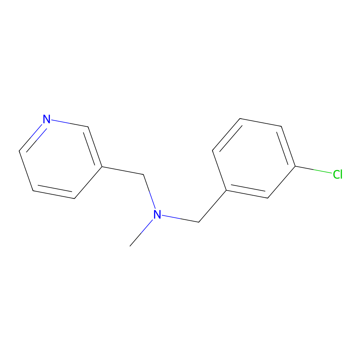 [(3-Chlorophenyl)methyl](methyl)[(pyridin-3-yl)methyl]amine molecular structure, CAS 2184069-49-4