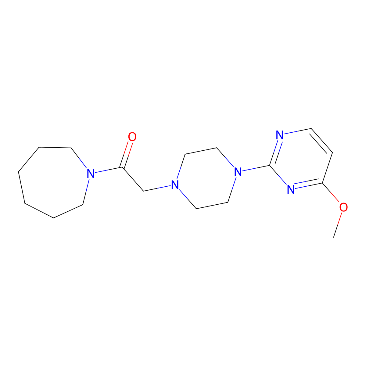 1-(Azepan-1-yl)-2-[4-(4-methoxypyrimidin-2-yl)piperazin-1-yl]ethan-1-one molecular structure, CAS 2184147-36-0
