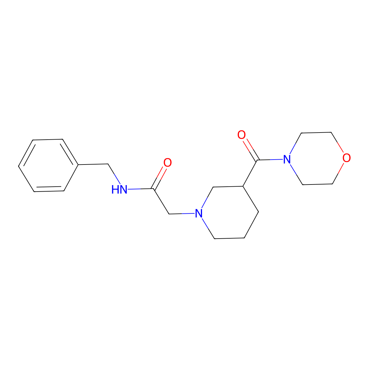 N-benzyl-2-[3-(morpholine-4-carbonyl)piperidin-1-yl]acetamide molecular structure, CAS 2184164-68-7