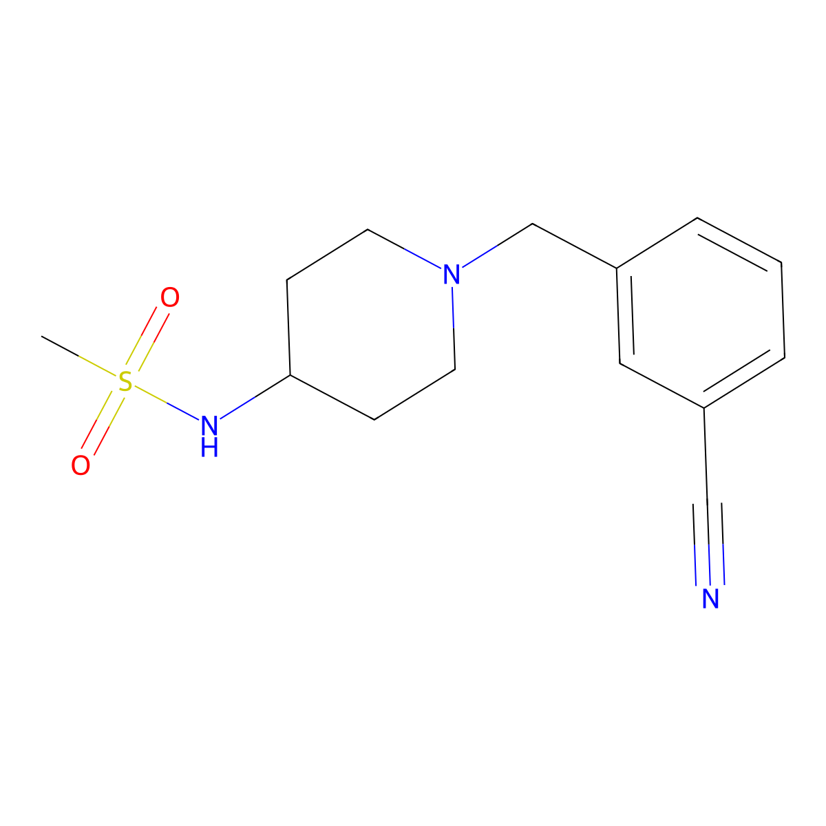 N-{1-[(3-cyanophenyl)methyl]piperidin-4-yl}methanesulfonamide molecular structure, CAS 2184308-31-2