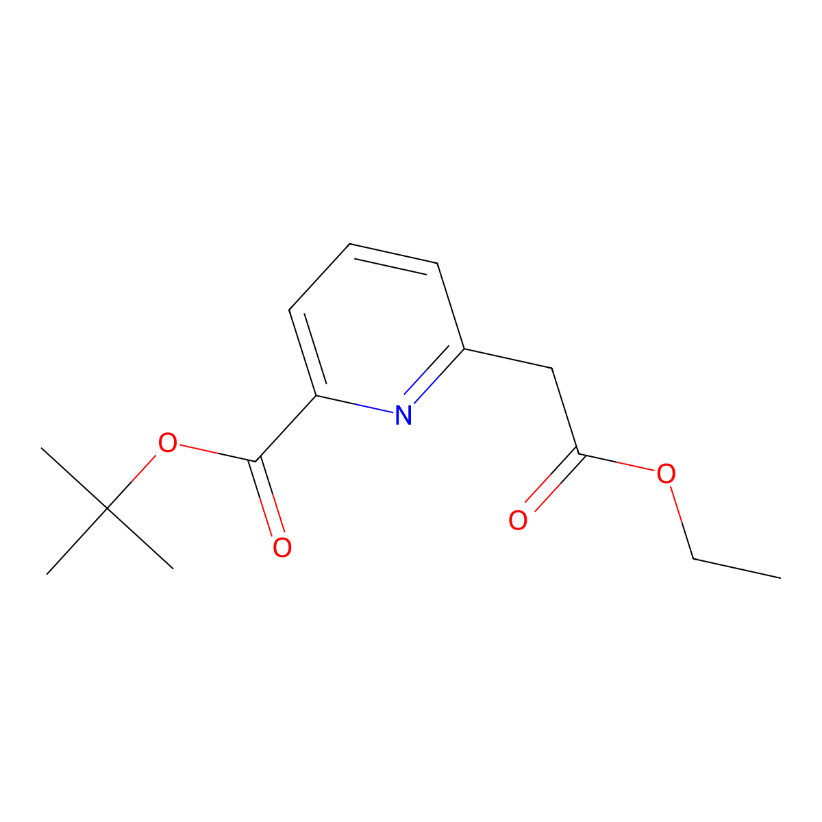 tert-Butyl 6-(2-ethoxy-2-oxoethyl)picolinate molecular structure, CAS 2184319-49-9