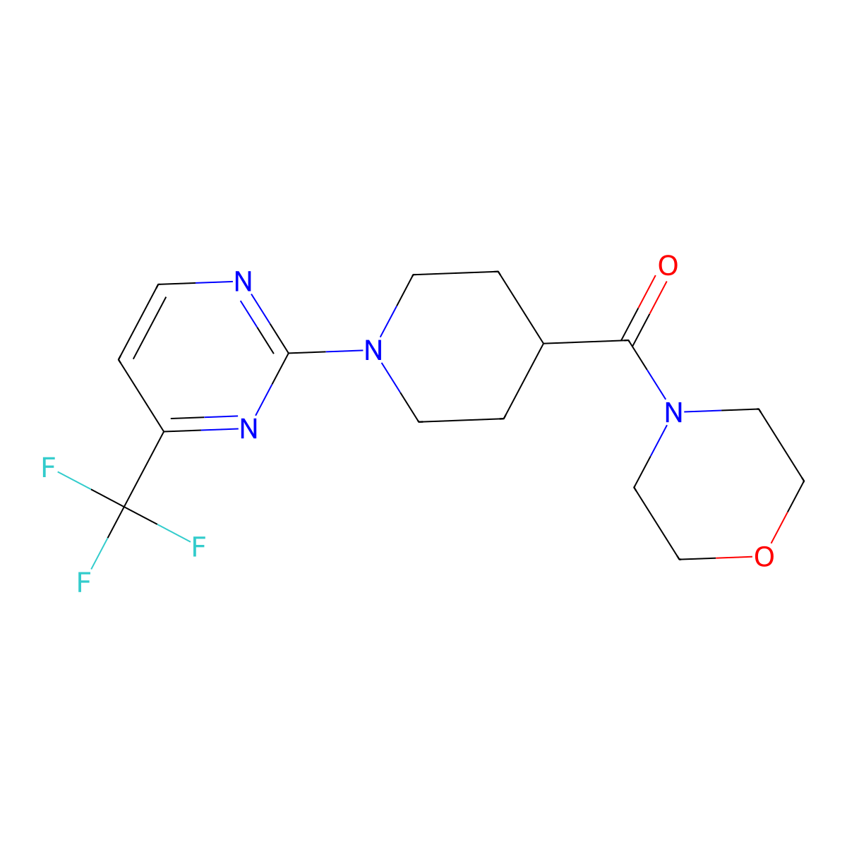 4-{1-[4-(Trifluoromethyl)pyrimidin-2-yl]piperidine-4-carbonyl}morpholine molecular structure, CAS 2184373-17-7