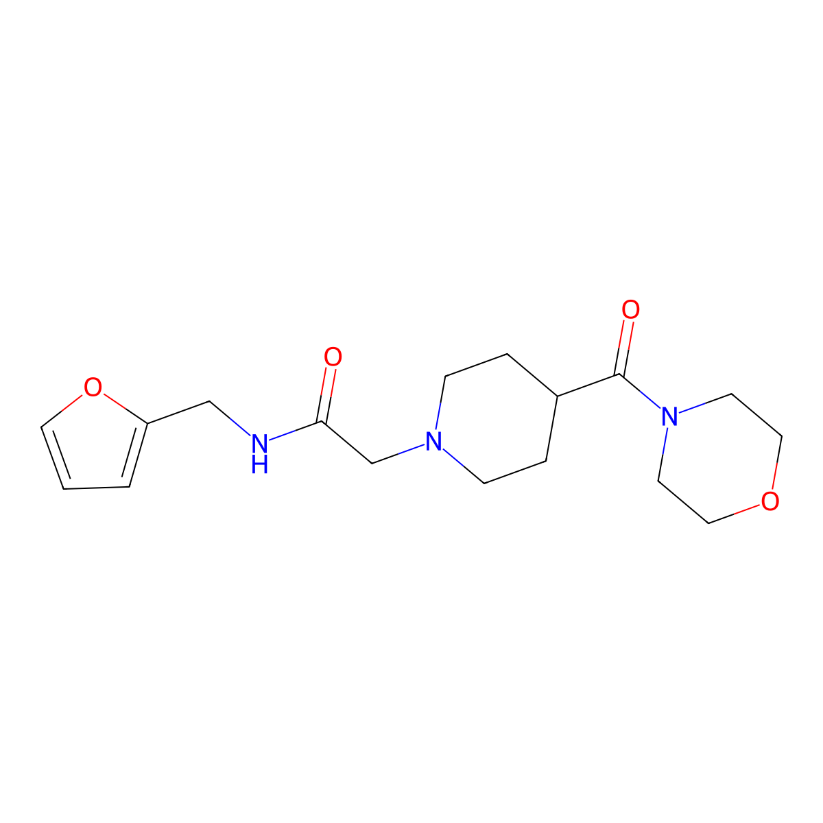 N-[(furan-2-yl)methyl]-2-[4-(morpholine-4-carbonyl)piperidin-1-yl]acetamide molecular structure, CAS 2184414-95-5