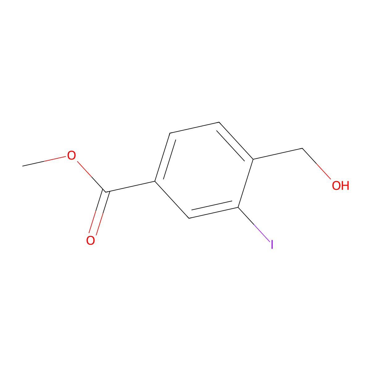 Methyl 4-(hydroxymethyl)-3-iodobenzoate molecular structure, CAS 218445-64-8