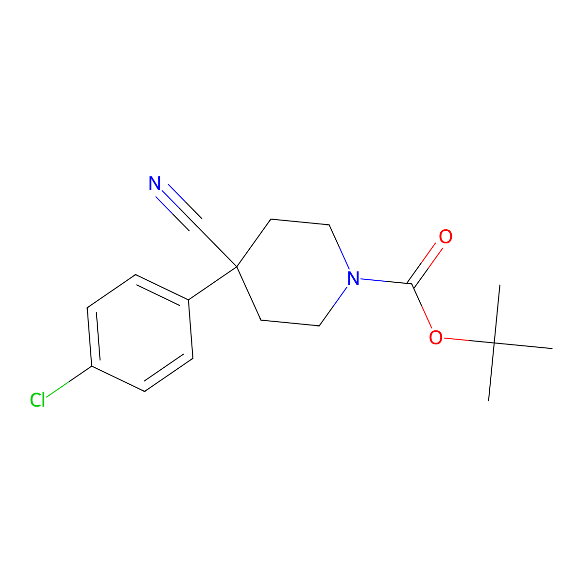 tert-Butyl 4-(4-chlorophenyl)-4-cyanopiperidine-1-carboxylate molecular structure, CAS 218451-34-4