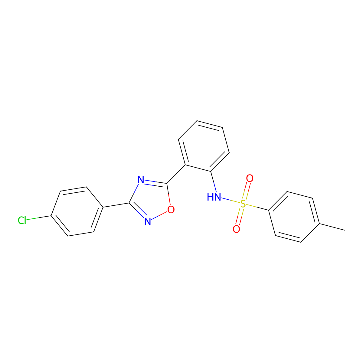 N-[2-[3-(4-chlorophenyl)-1,2,4-oxadiazol-5-yl]phenyl]-4-methylbenzenesulfonamide molecular structure, CAS 218456-08-7