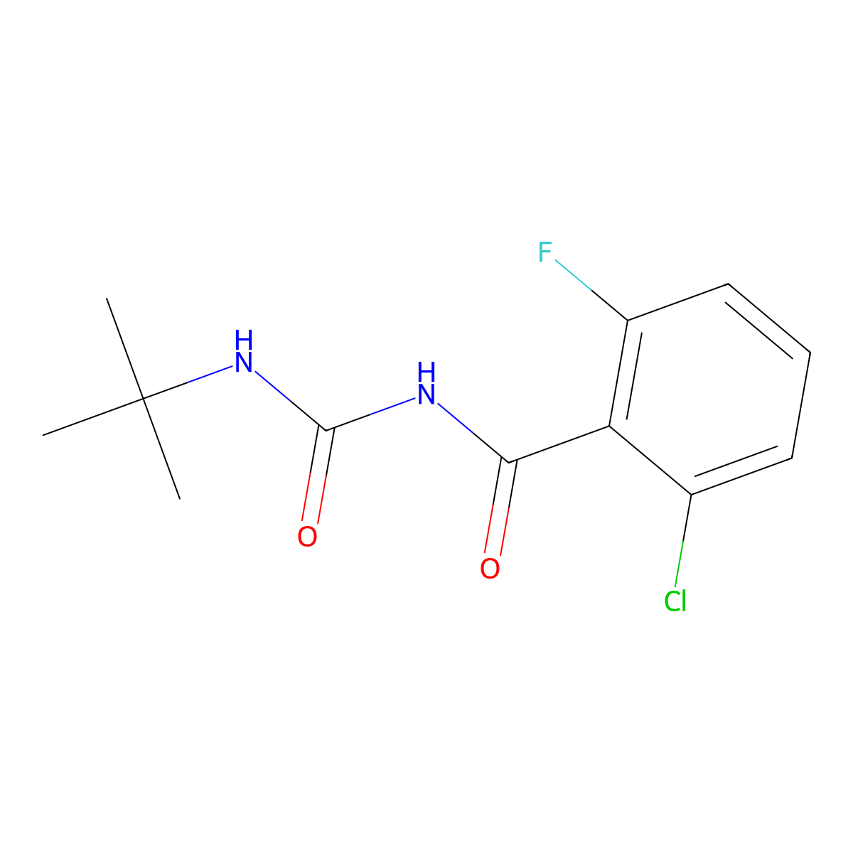 N-(tert-butylcarbamoyl)-2-chloro-6-fluorobenzamide molecular structure, CAS 218456-50-9