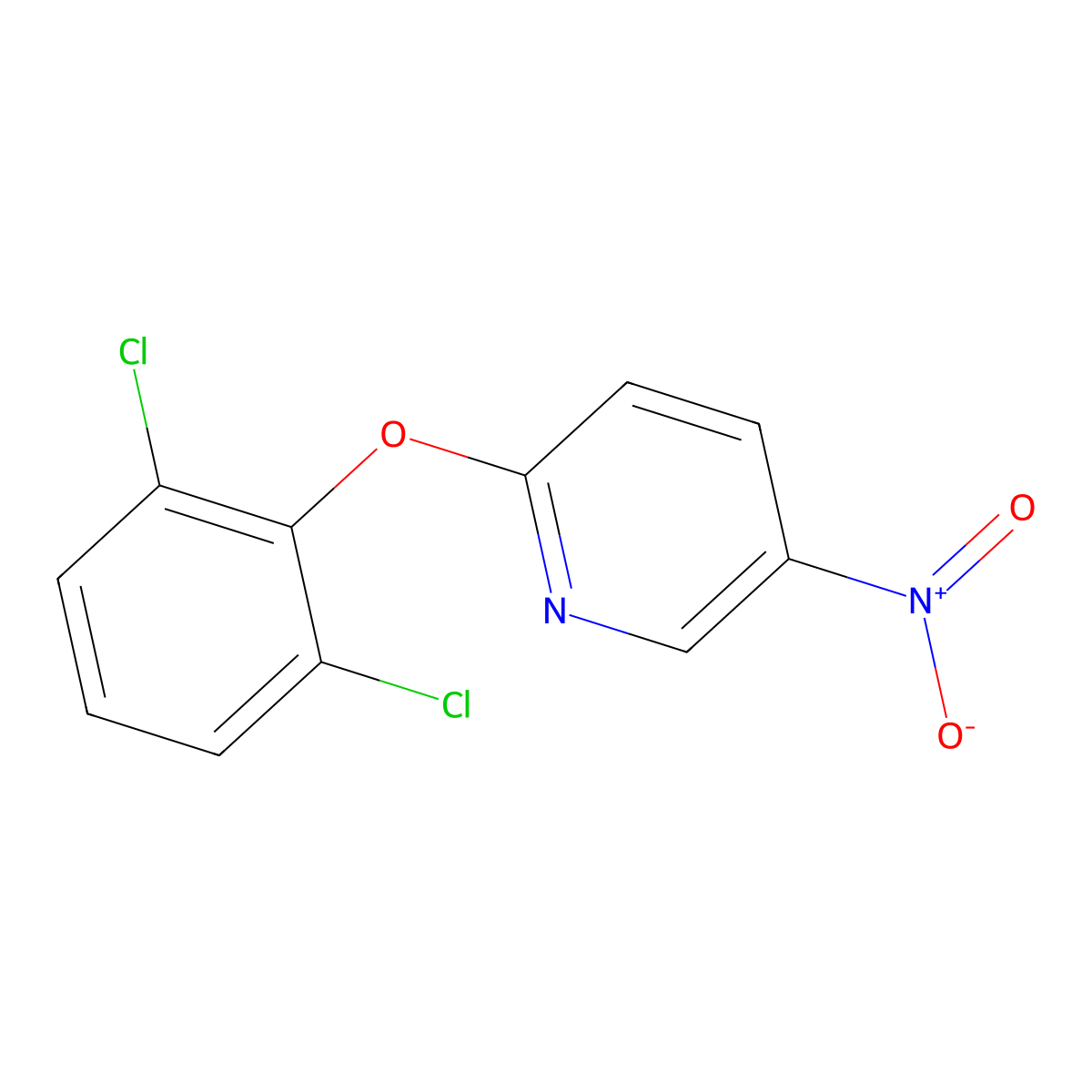 2-(2,6-Dichlorophenoxy)-5-nitropyridine molecular structure, CAS 218456-69-0